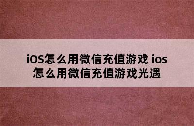 iOS怎么用微信充值游戏 ios怎么用微信充值游戏光遇